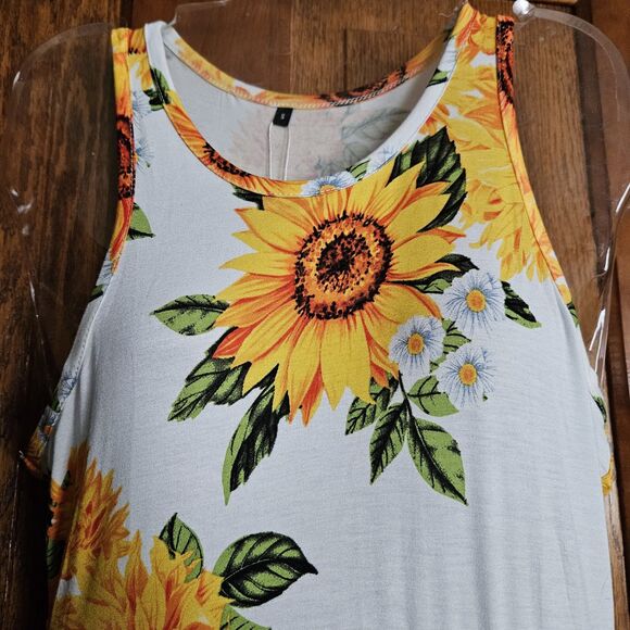 NWT Sunflower Floral Button-Front Maxi Dress Women’s S Elastic Waist Casual Sun - Picture 6 of 7